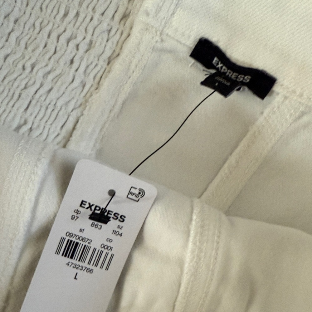 Express White Button-Up Denim Bustier - Picture 2 of 5